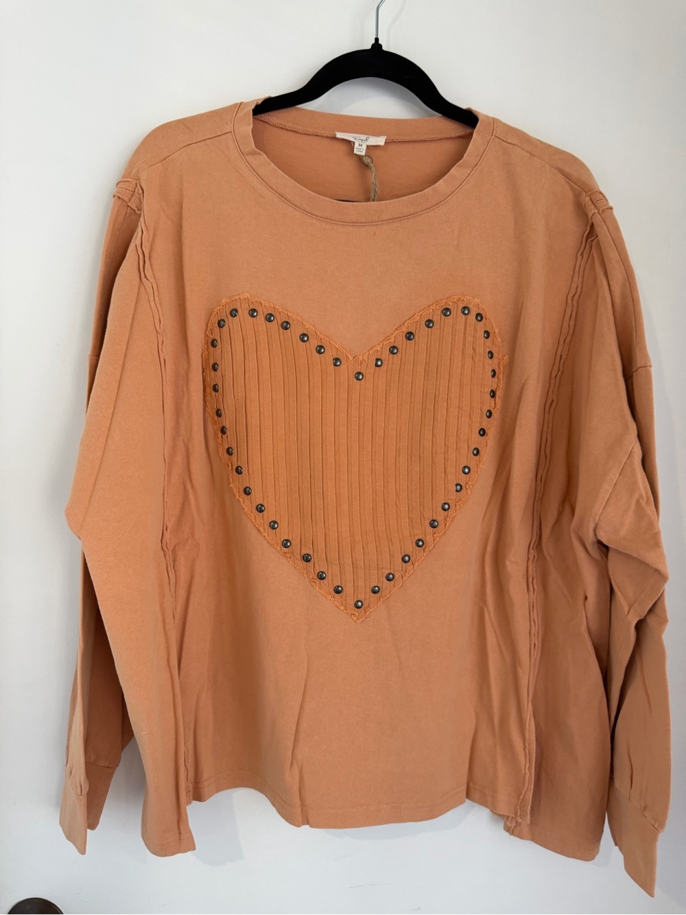 easel Ribbed Heart Pullover in Terracotta Oversized NWT